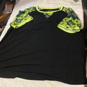 Women’s Crazy Train Black Tee with Neon Yellow-Green Trim